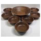 (D) Burl Walnut Wood Serving Bowl (13.75ï¿½) and 7