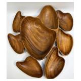 (D) Vintage Monkey Pod Wood Salad Set With Large