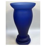 (D) Large Satin Blue Glass Vase 12ï¿½
