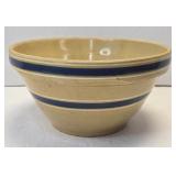 (D) Vintage Yellow Ware Blue Striped 9" Stoneware
