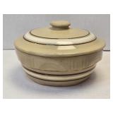 (D) Vintage Yellow Ware Crockery Baker w/ Lid 8"