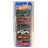 (D) 5-Hot Wheels Cars As Pictured (Nissan)