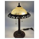 (G) Vintage Art Deco Bronze Floral Frosted Glass