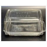 (D) Presscut Glass Butter Dish (Blemishes