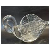 (D) Vintage Lead Crystal Swan Bowl/Candy Dish