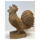(D) Wooden Hand Carved Rooster 14ï¿½ High x 11ï¿½
