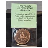 (SC) 1 Troy Oz .999 Fine Copper Medallion