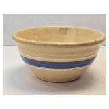 (D) Vintage Yellow Ware Blue Striped 7" Stoneware