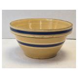 (D) Vintage Yellow Ware Blue Striped 7" Stoneware