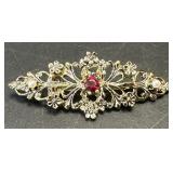 (D) Victorian Signed Gerryï¿½s Ruby Red Rhinestone