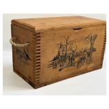 (D) Vintage Dovetailed Deer Scene Powder Box