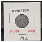 (SC) 1912 Silver Barber Dime 90% Silver