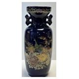 (D) Cobalt Blue with Gold Trim Vase Double