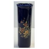 (D) Cobalt Blue Cylinder Vase With Hold Trim
