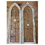 (FL) 2 Pc Gothic Teardrop Window Frames, Rustic