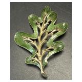 (D) Vintage Sarah Coventry Large Gold Tone Green