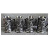 4 Indiana Glass Black Amethyst Beer Steins