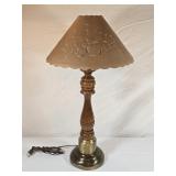 Brass & Wood Table Lamp 26" tall