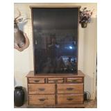 Oak Dresser & Gun Cabinet Hutch 50"W 18"D 85ï¿½"T