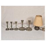 Brass Candleholders & Lamp 4" to 8" lamp