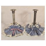 Silver Plated Candle Holders w/ Skirts 8" tall