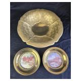 Brass Flower Bowl & Brass Wall Plates