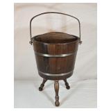 Vintage Wood Firkin Sewing Basket 21"T 14"W