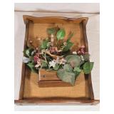 Rustic Wooden Planter w/ Artificial Flowers 14" x