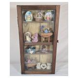 Wooden Curio Cabinet w/ Contents 11ï¿½"W 3ï¿½"D 22"T