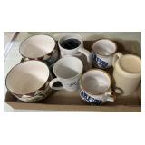 Box of assorted mugs