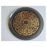 Tinted Glass Dinner Plate w/ Gold Designs 11ï¿½"
