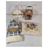 Wicker Baskets, Pillow & Stuffed Bag Decor