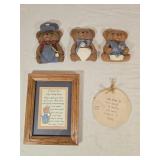 Resin Bears, Framed Poem & Ceramic Ornament