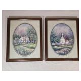Framed Scenic House & Church Pictures 11ï¿½"x 15ï¿½"