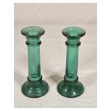 Vintage Glass Candleholders 7" tall