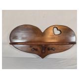 Wooden Heart Shaped Shelf 21"L 11"T