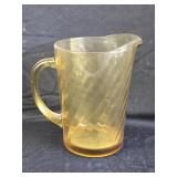 Vtg Hazel Atlas Gold Swirl Optic Pitcher 8ï¿½" tall