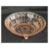 Jeannette Glass Pink Windsor 3 Legged Bowl 7ï¿½"W