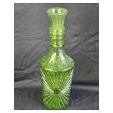 Vtg Green Glass Gold Splatter Decanter 11ï¿½"