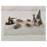 Handmade Hunting Scene on Wood Log 12"L 6"W