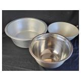 3 Large Metal Bowls