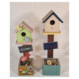 Wooden Birdhouse Decor 13" & 16" tall
