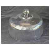 Clear Ribbed Glass Cake Dome Cover 10"W 6"T