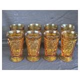8 Indiana Glass Whitehall Colony Cubist Amber