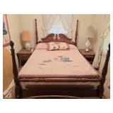 Queen 4-Poster Bed w/ Floral Coverings