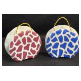 (A) Set of 2 Ceramic Purse Trinket Boxes Pink and