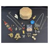 (A) Vintage Costume Jewelry and  Embroidered