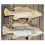 (O) Wooden Carved Bass Wall Decor 10¾" Long