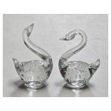 (E) 2-Crystal Swans 4" Tall