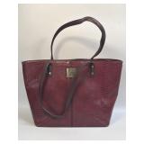 (C) Anne Klein Large Vinyl Burgundy Tote Bag